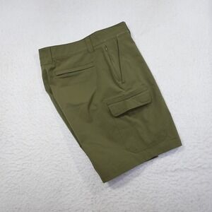 Orvis Tech Cargo Shorts Green Performance Stretch Flat Front Mens 32 x 9"